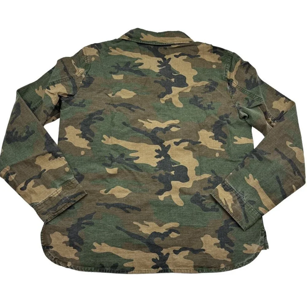 Sanctuary Camo 100% Cotton Rip Stop Utility Jacket Women's Size Small